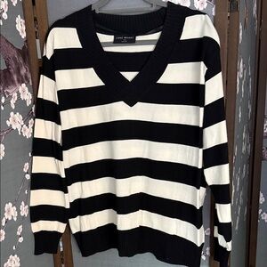 Lane Bryant Black and White V-Neck Sweater